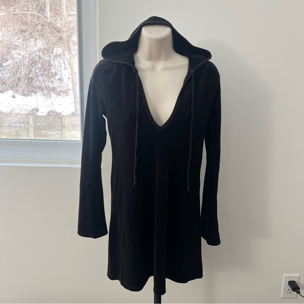 Vintage Juicy Couture Velour Hooded Dress G&P Y2K 2000’s Black Size P